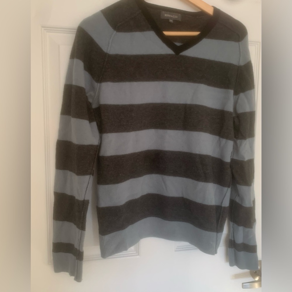 Blue and grey striped wool sweater!